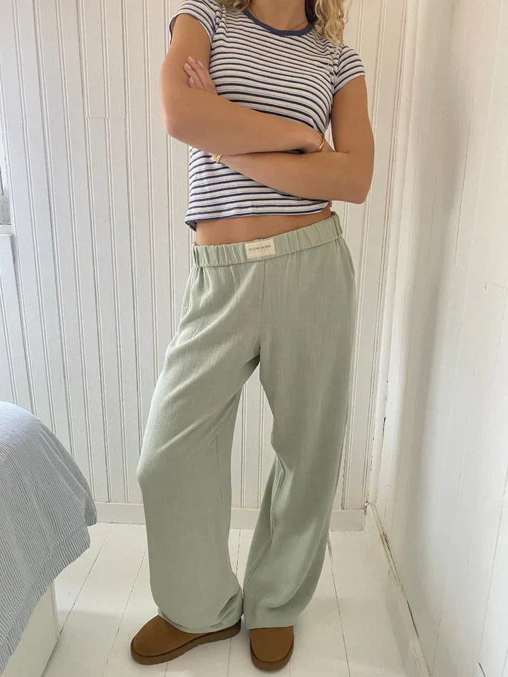 Women's Ribbed Lounge Pants | Elastic Waist Relaxed Fit