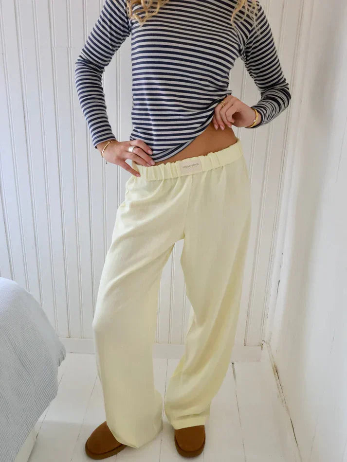 Women's Ribbed Lounge Pants | Elastic Waist Relaxed Fit
