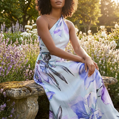 Women's Asymmetric Neck Maxi Dress | Casual Summer Elegance