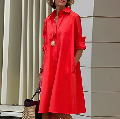 Women's Classic Shirt Dress | Elegant Relaxed Fit
