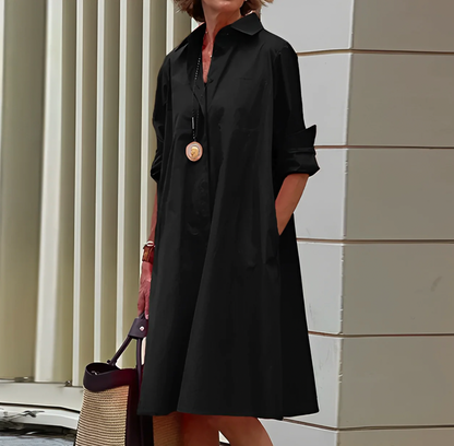 Women's Classic Shirt Dress | Elegant Relaxed Fit