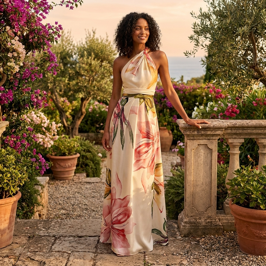 Women's Asymmetric Neck Maxi Dress | Casual Summer Elegance