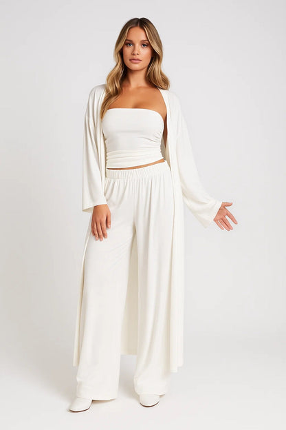 Women's Three-Piece Strapless Top & Trouser Set
