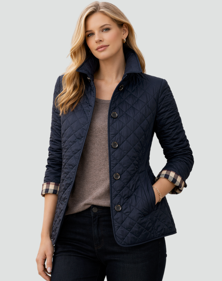 Women's Quilted Transitional Jacket | Regular Fit Collared Button-Up Coat