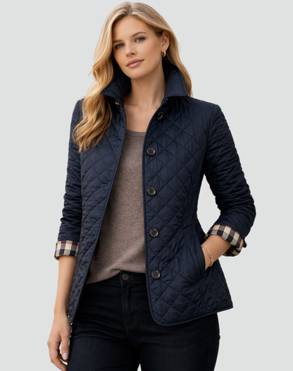 Women's Quilted Transitional Jacket | Regular Fit Collared Button-Up Coat