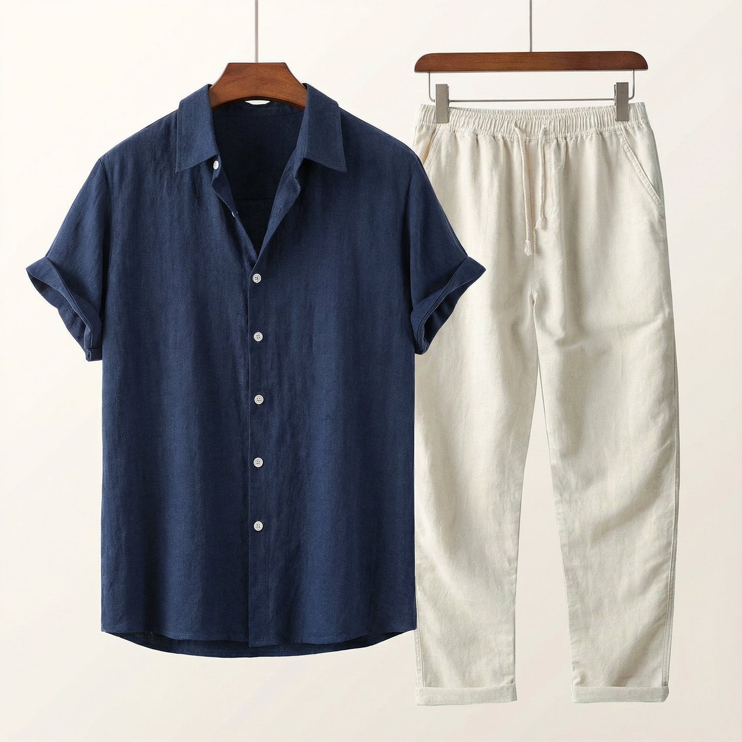 Linen-Style Summer Set | Lightweight Shirt & Trousers