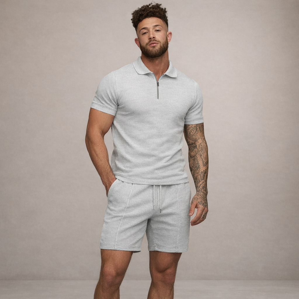 Men's Polo & Shorts Set | Breathable Slim Fit Summer Outfit