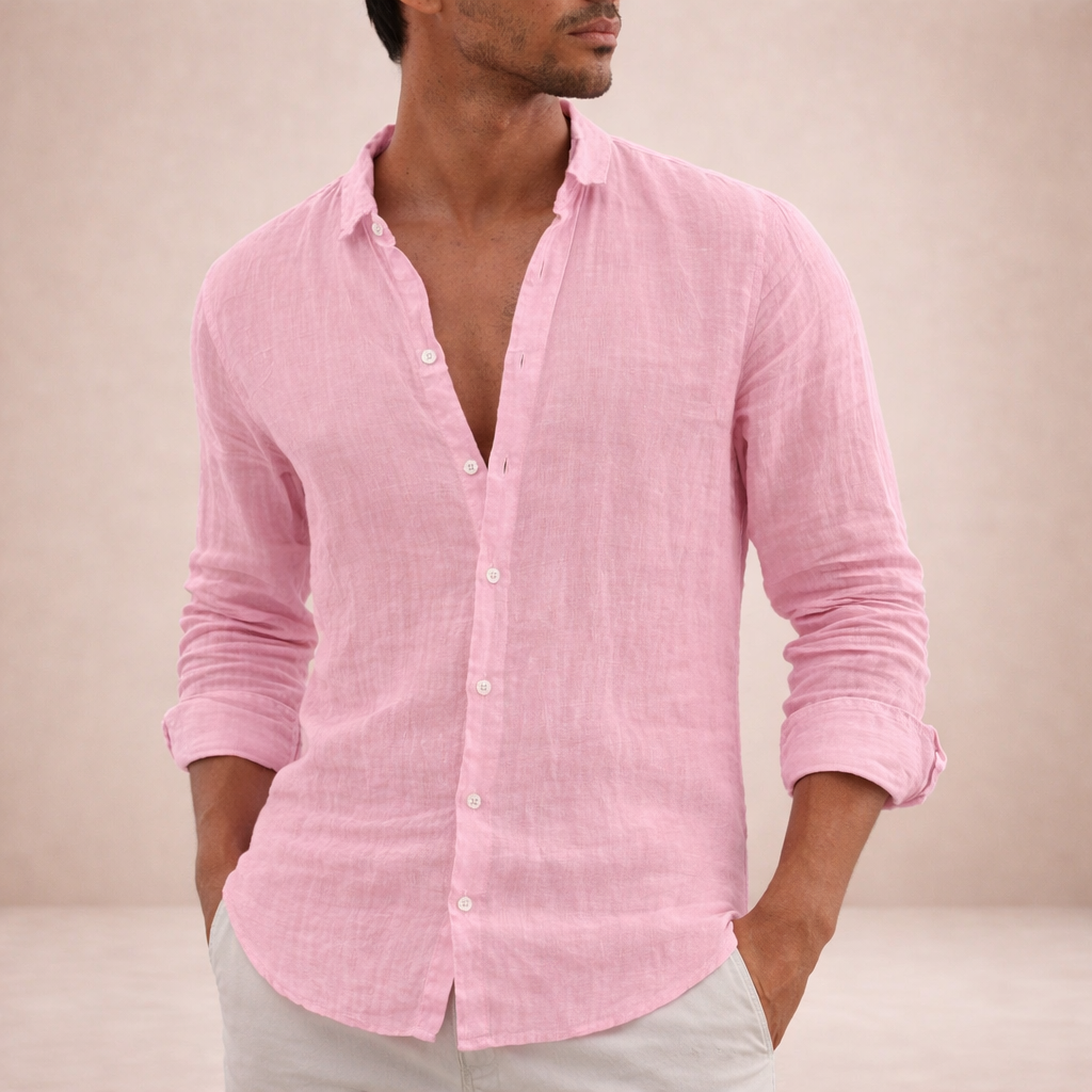 Men's Long Sleeve Linen Style Shirt