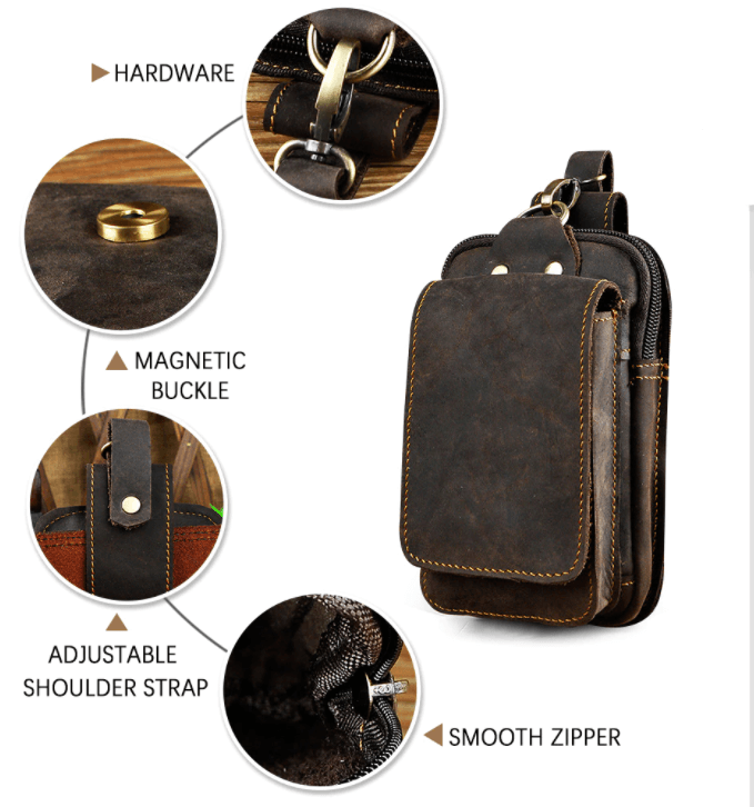 Men's Leather Style Waist Pack | Hands-Free Everyday Carry