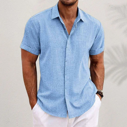 Men's Short Sleeve Summer Shirt | Linen-Style Lightweight Beach Top