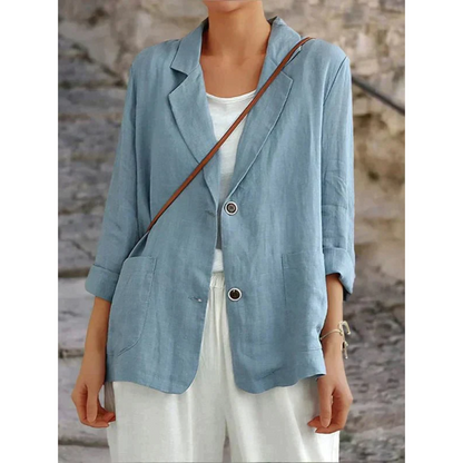 Women's Linen Style Tailored Blazer | Lightweight Smart Casual Jacket