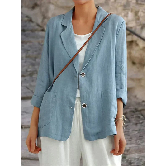 Women's Linen Style Tailored Blazer | Lightweight Smart Casual Jacket