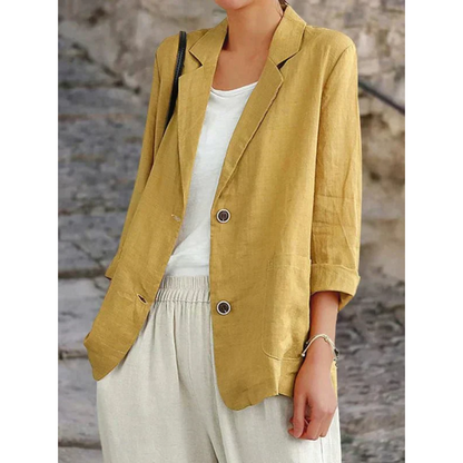 Women's Linen Style Tailored Blazer | Lightweight Smart Casual Jacket