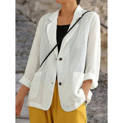 Women's Linen Style Tailored Blazer | Lightweight Smart Casual Jacket