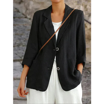 Women's Linen Style Tailored Blazer | Lightweight Smart Casual Jacket