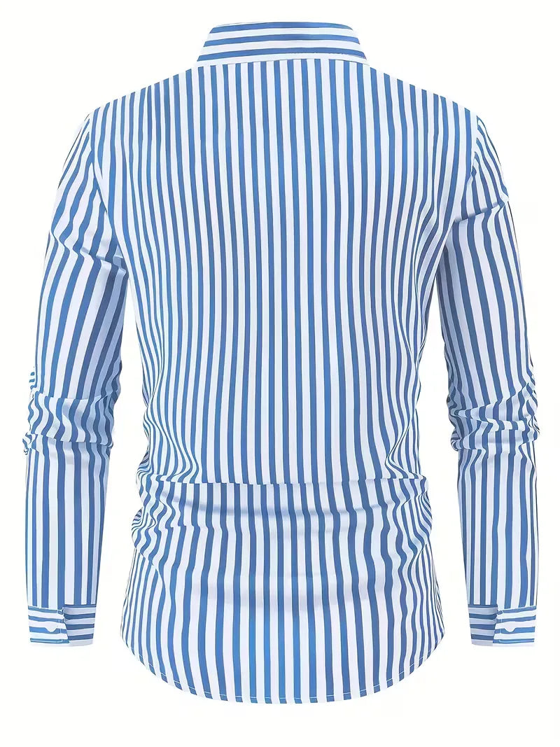Men's Slim Fit Vertical Stripe Shirt | Smart Casual Button-Down