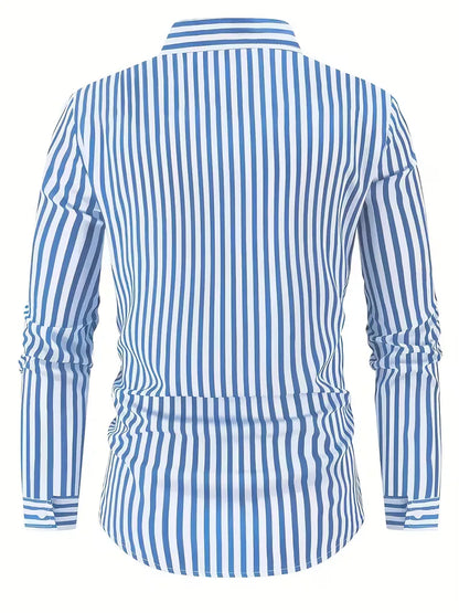 Men's Slim Fit Vertical Stripe Shirt | Smart Casual Button-Down