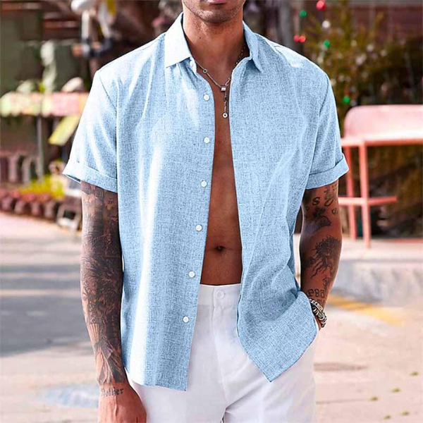 Men's Short Sleeve Linen Style Shirt