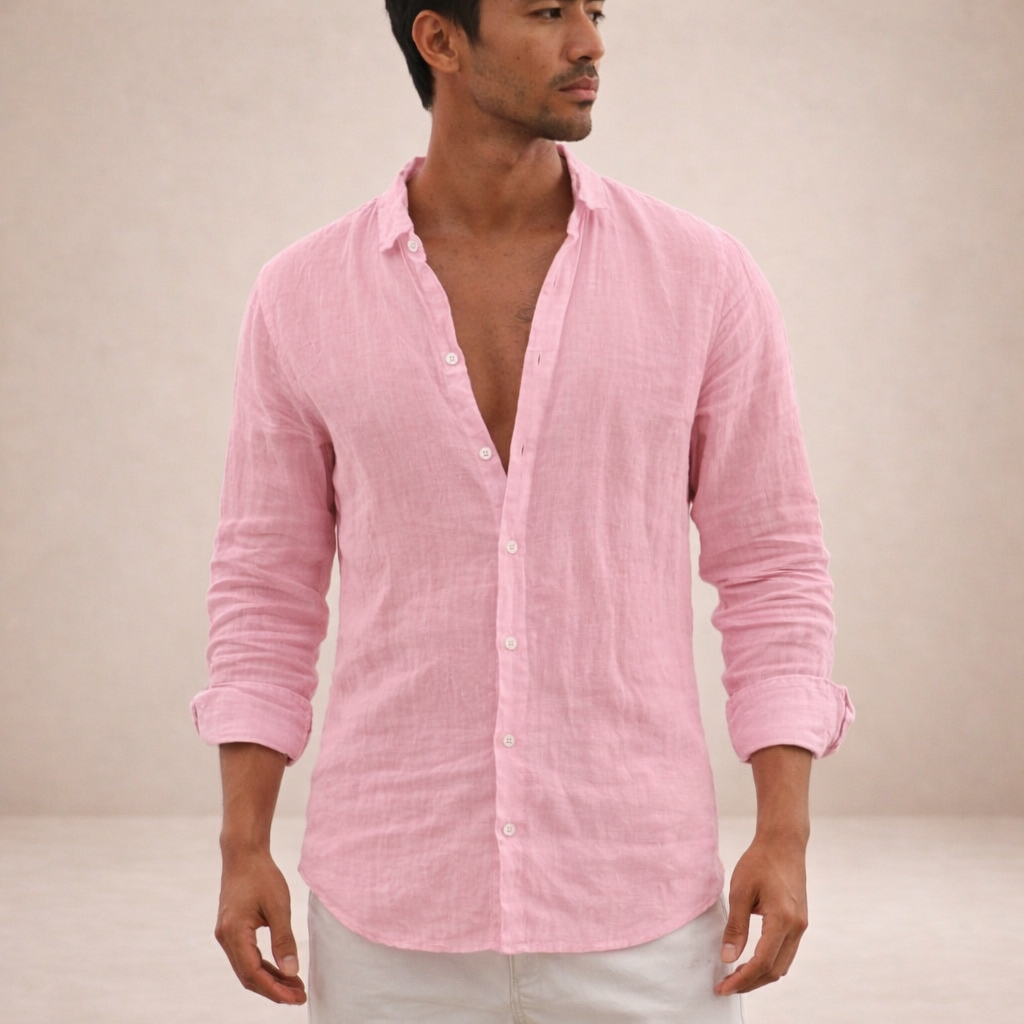 Men's Long Sleeve Linen Style Shirt