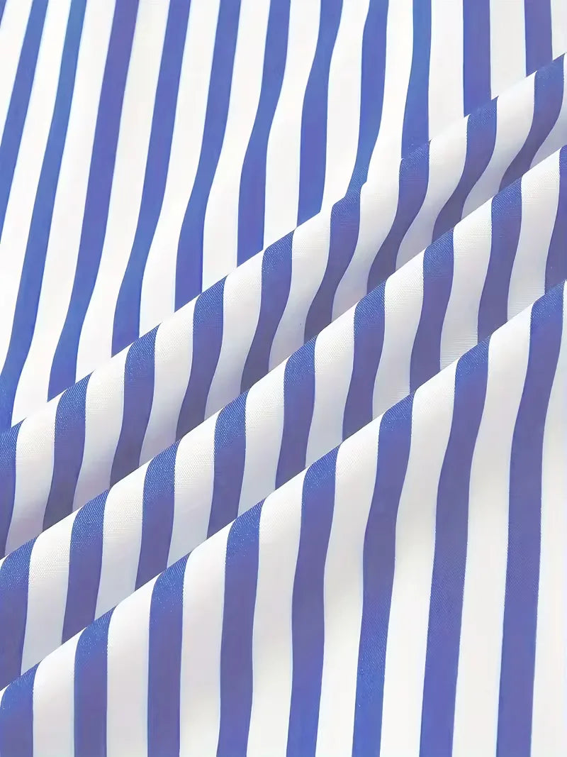 Men's Slim Fit Vertical Stripe Shirt | Smart Casual Button-Down