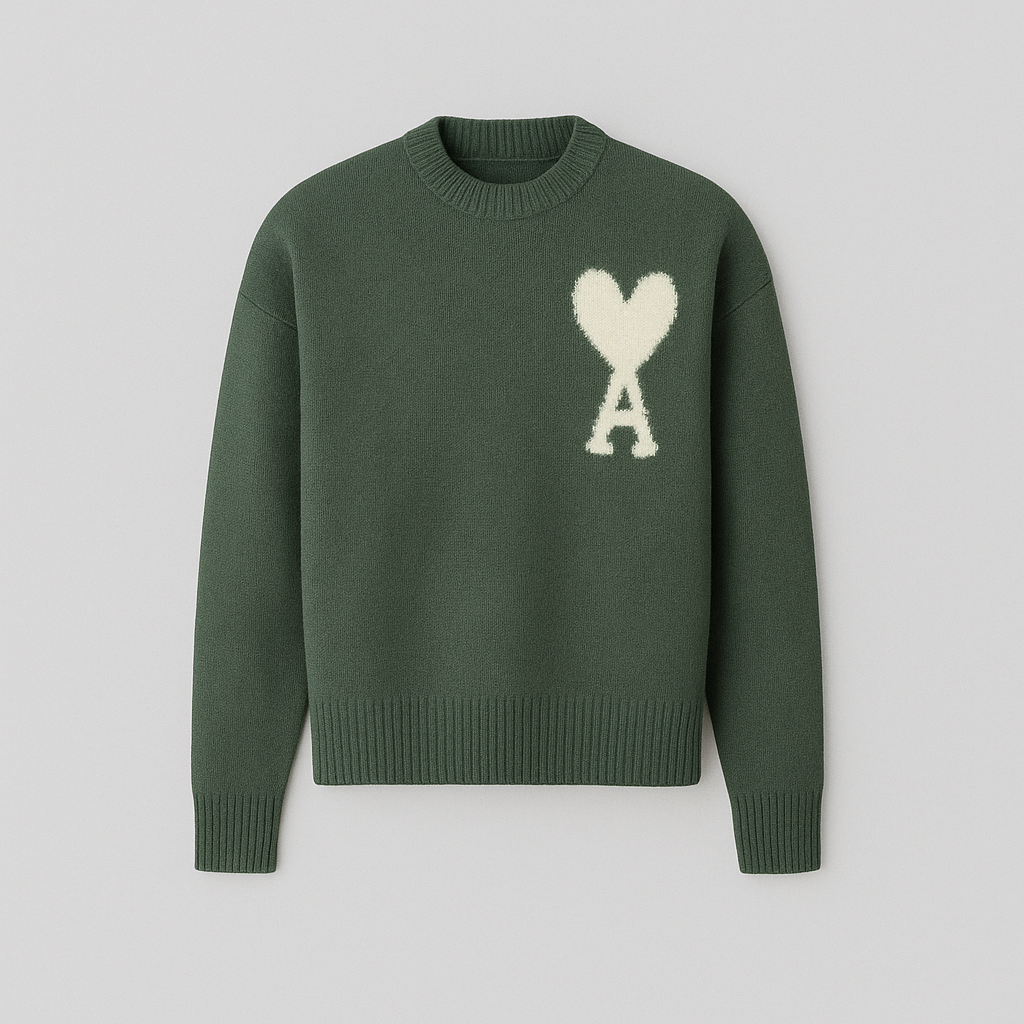 Women's Oversized Heart Print Knitwear | Relaxed Ace-of-Hearts Design