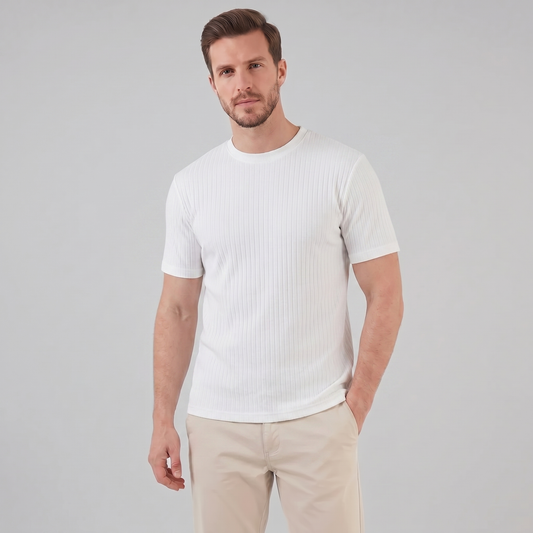 Men's Ribbed Athletic Fit Short Sleeve