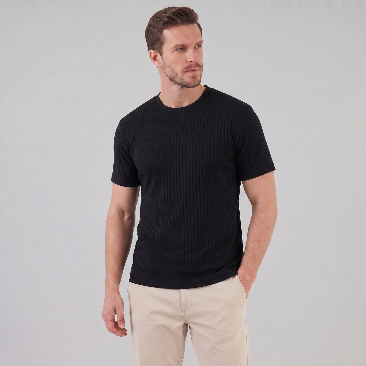 Men's Ribbed Athletic Fit Short Sleeve