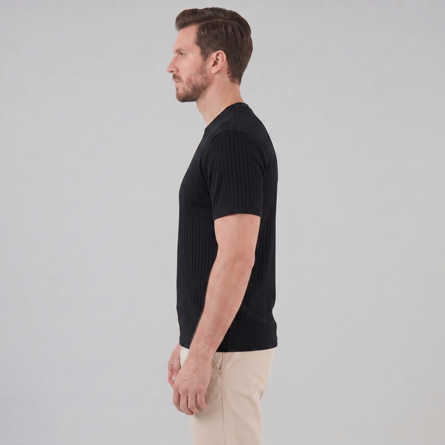 Men's Ribbed Athletic Fit Short Sleeve