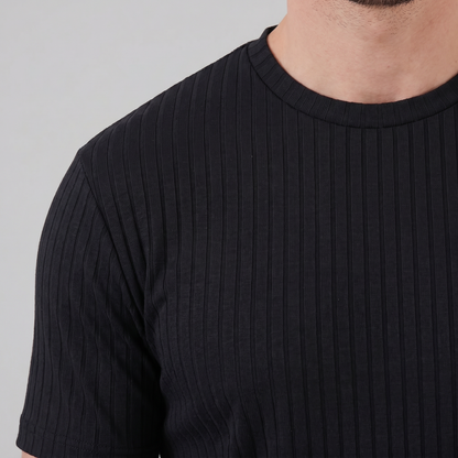 Men's Ribbed Athletic Fit Short Sleeve