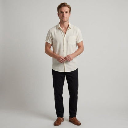 Men's Short Sleeve Button-Up Shirt | Classic Summer Casual Fit
