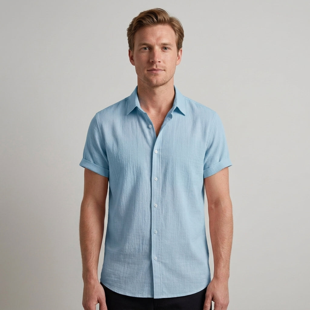 Men's Short Sleeve Button-Up Shirt | Classic Summer Casual Fit