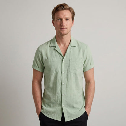 Men's Short Sleeve Button-Up Shirt | Classic Summer Casual Fit