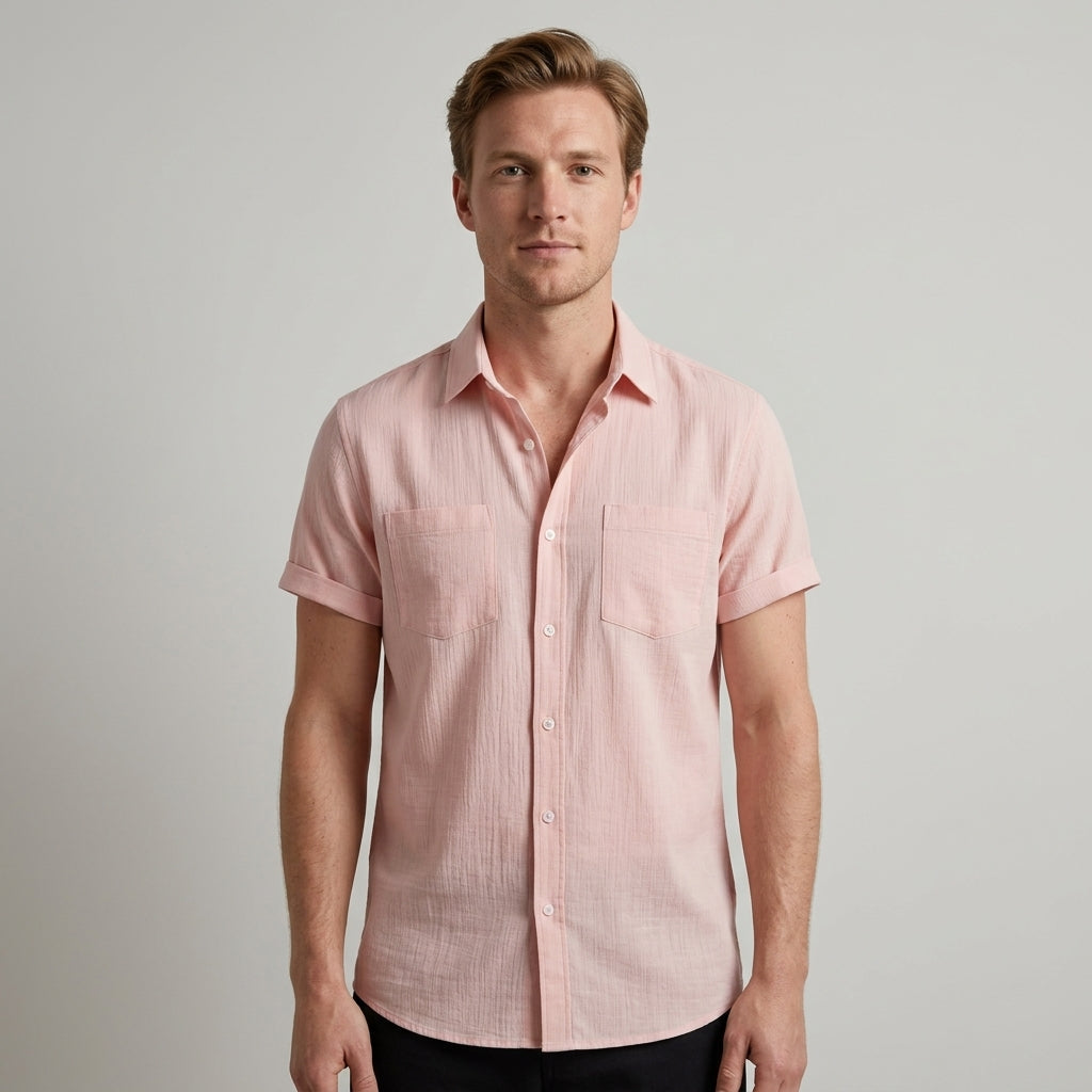 Men's Short Sleeve Button-Up Shirt | Classic Summer Casual Fit