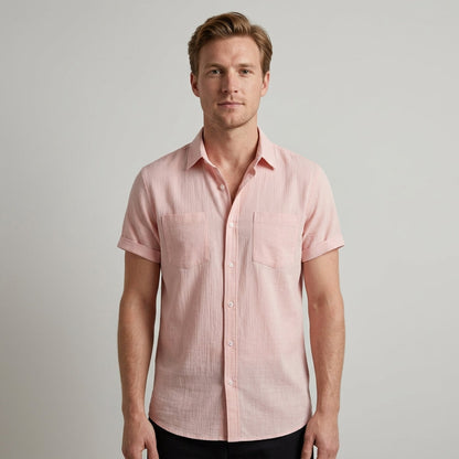 Men's Short Sleeve Button-Up Shirt | Classic Summer Casual Fit