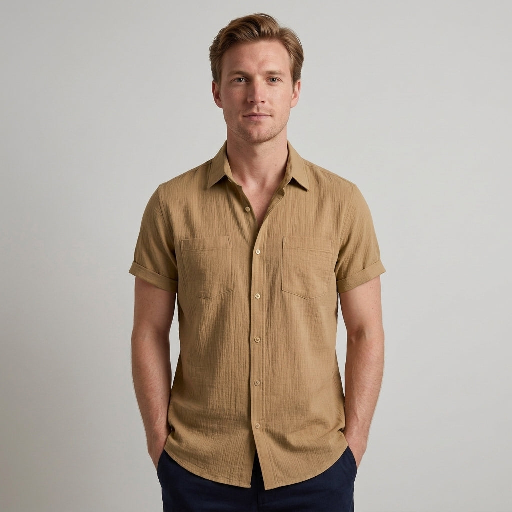 Men's Short Sleeve Button-Up Shirt | Classic Summer Casual Fit