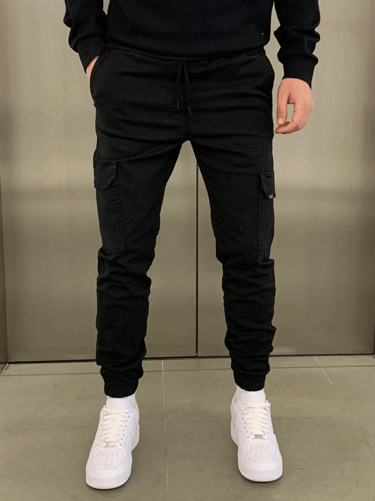 Men's Slim Fit Cargo Joggers | Elastic Waist Street Style