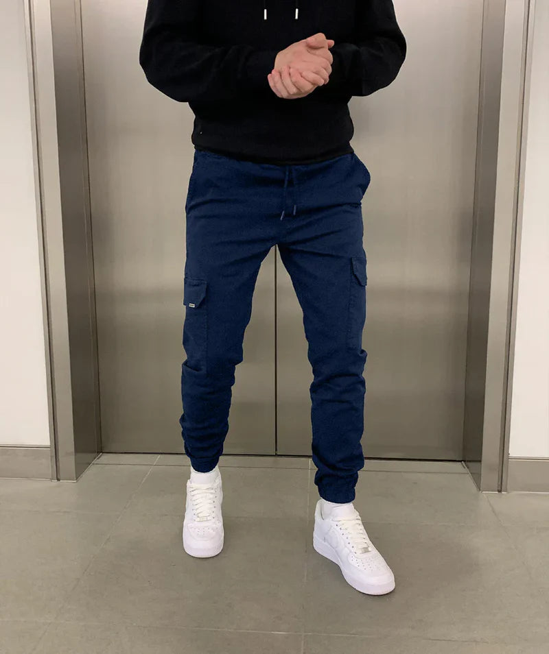 Men's Slim Fit Cargo Joggers | Elastic Waist Street Style
