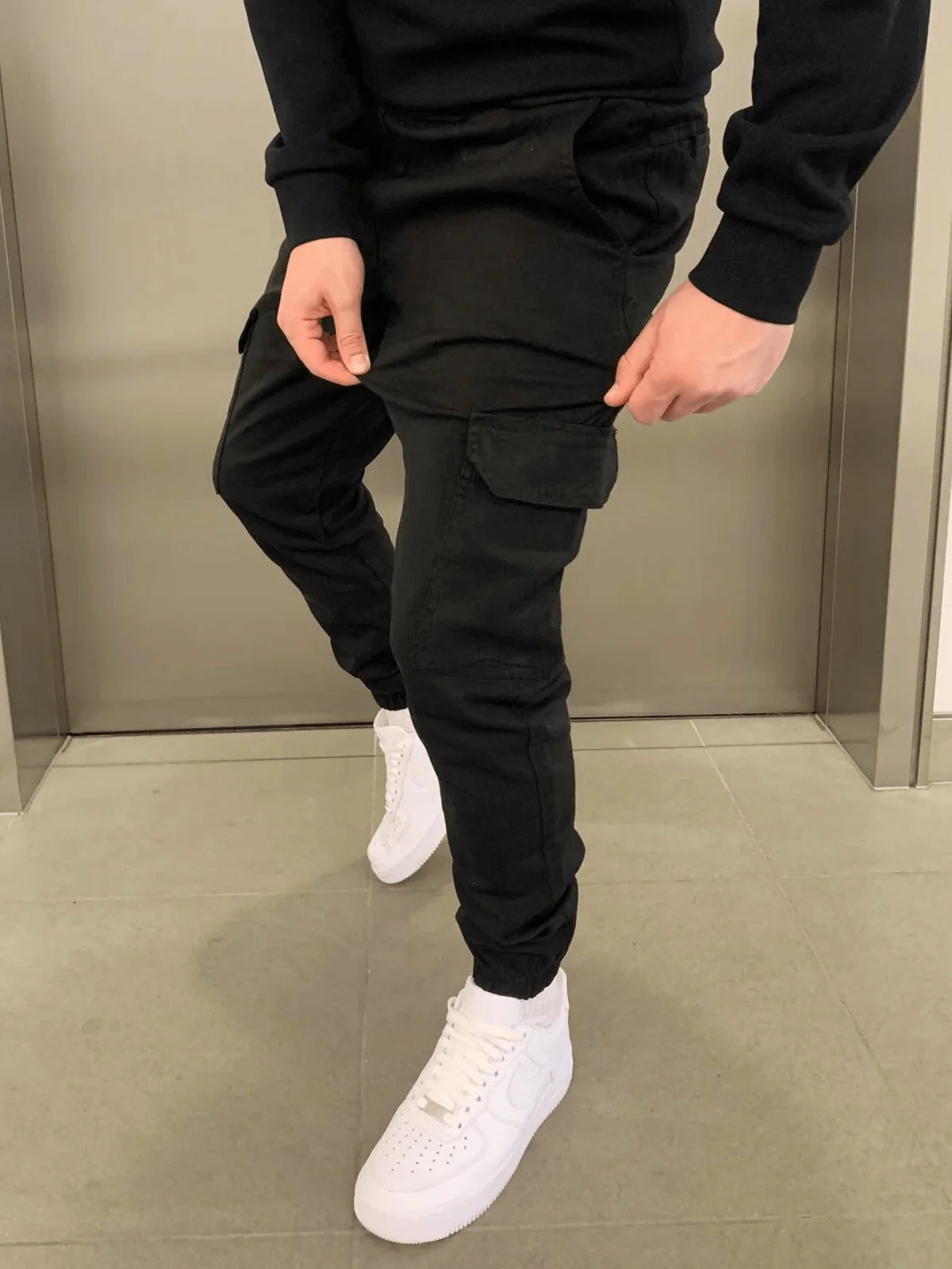 Men's Slim Fit Cargo Joggers | Elastic Waist Street Style