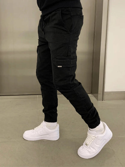 Men's Slim Fit Cargo Joggers | Elastic Waist Street Style