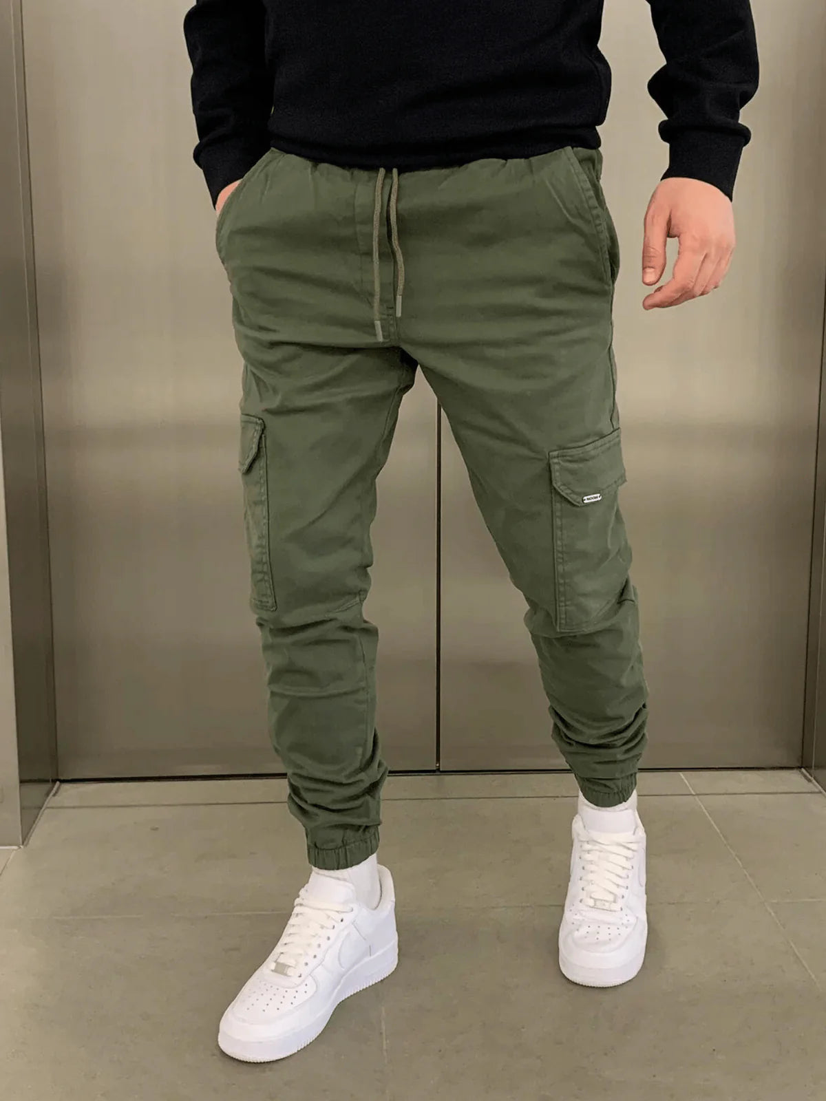 Men's Slim Fit Cargo Joggers | Elastic Waist Street Style