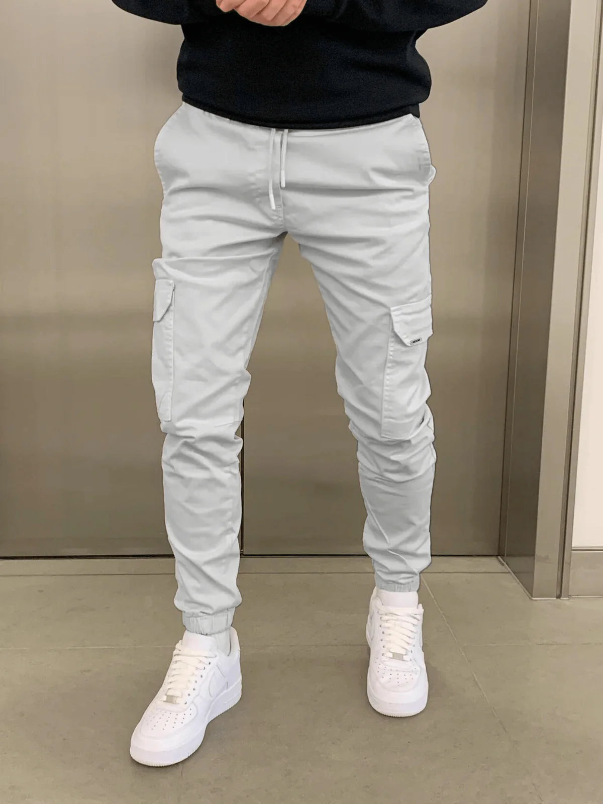 Men's Slim Fit Cargo Joggers | Elastic Waist Street Style
