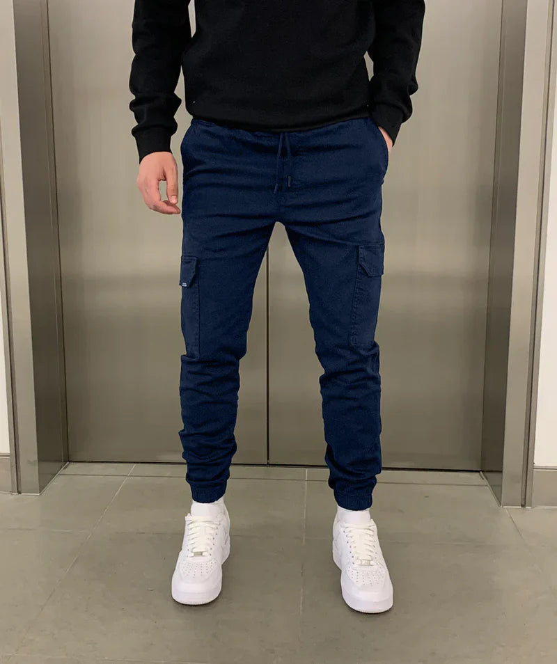Men's Slim Fit Cargo Joggers | Elastic Waist Street Style