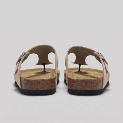 Men's Faux Suede Buckle Sandals | Cork-Style Footbed Comfort