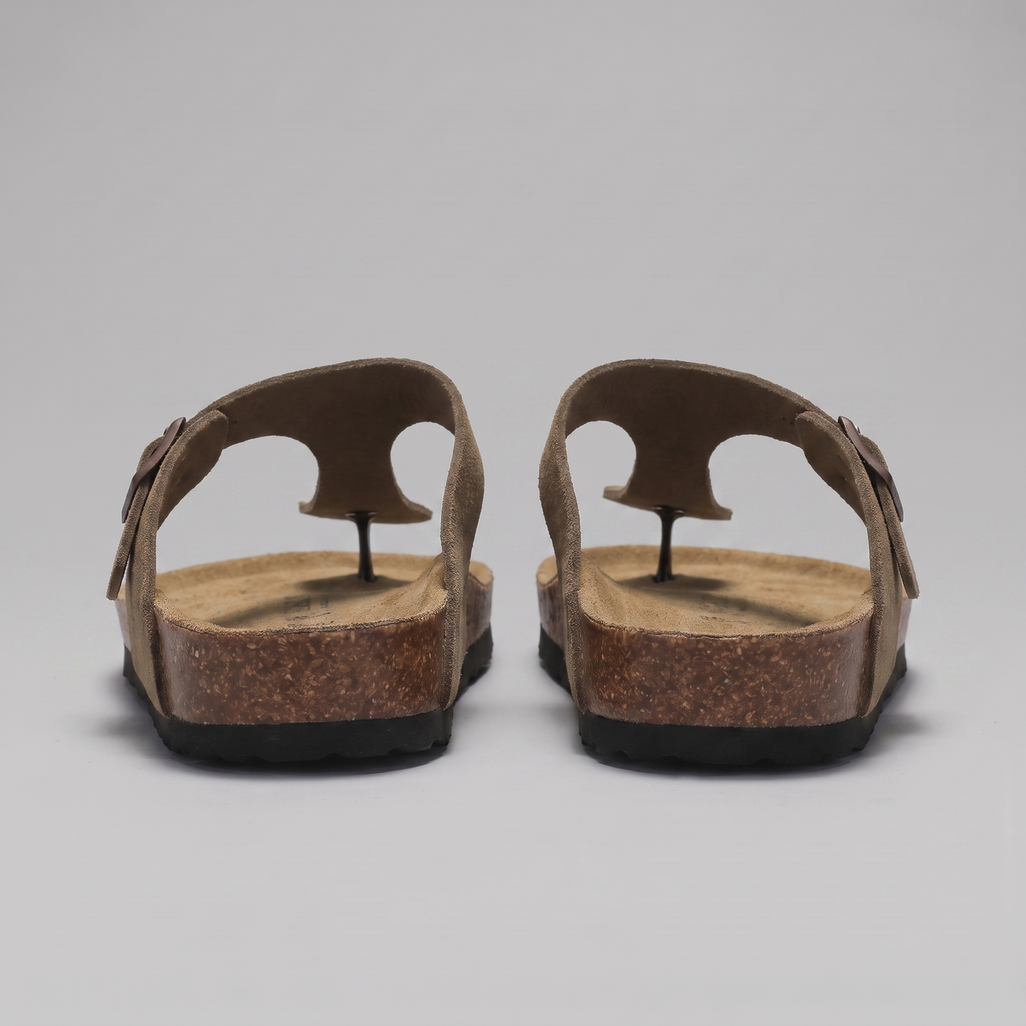 Men's Faux Suede Buckle Sandals | Cork-Style Footbed Comfort