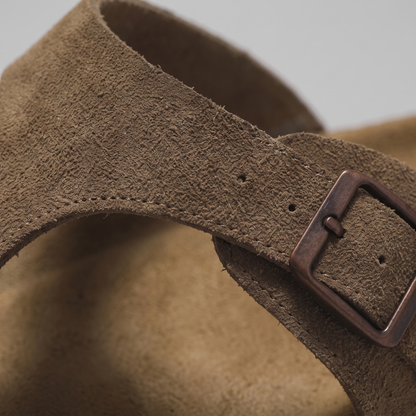 Men's Faux Suede Buckle Sandals | Cork-Style Footbed Comfort
