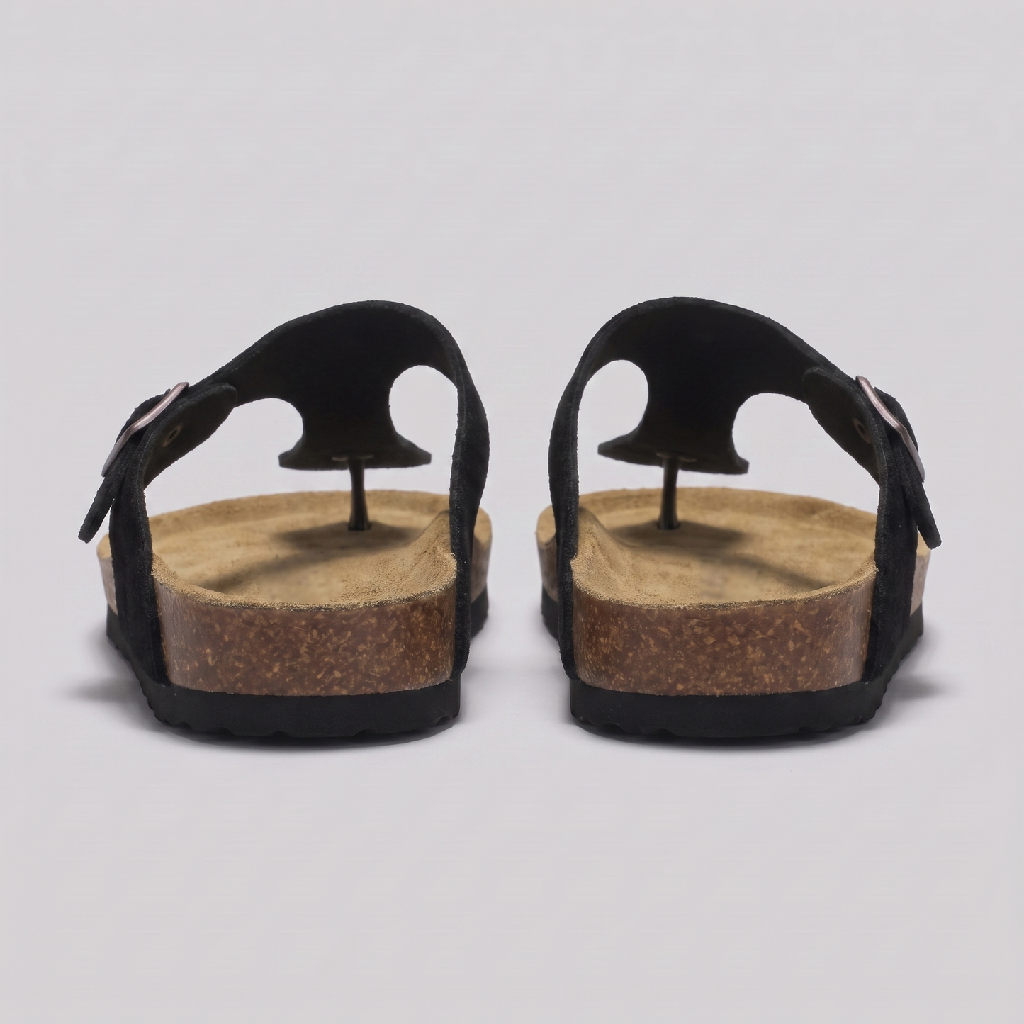 Men's Faux Suede Buckle Sandals | Cork-Style Footbed Comfort