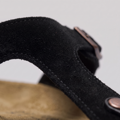 Men's Faux Suede Buckle Sandals | Cork-Style Footbed Comfort