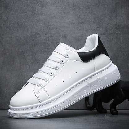Men's Leather Style White Sneakers | Lightweight Lace-Up Shoes