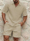 Men's Waffle Texture 2-Piece Set | Polo & Shorts Summer Combo