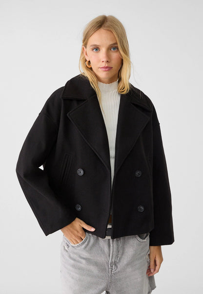 Women's Short Double-Breasted Coat | Stylish & Cozy